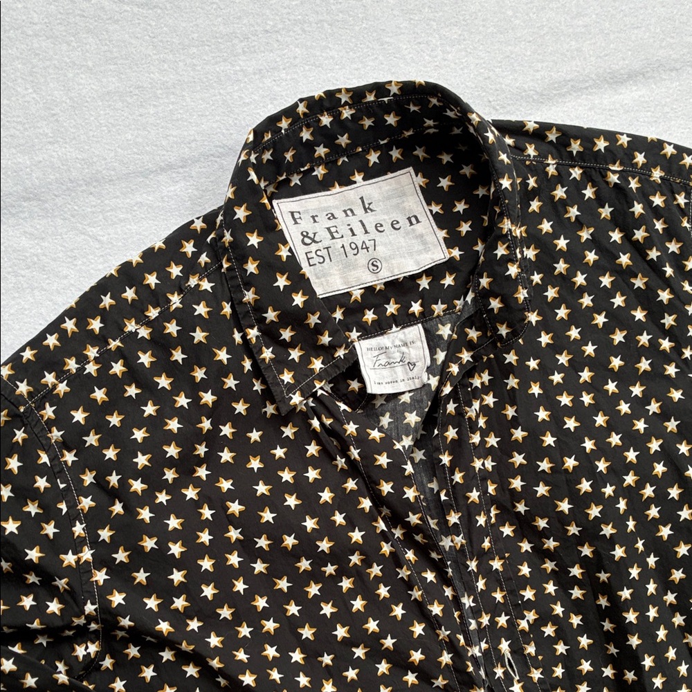 Frank & Eileen Black Star Pattern Button Up - image 3